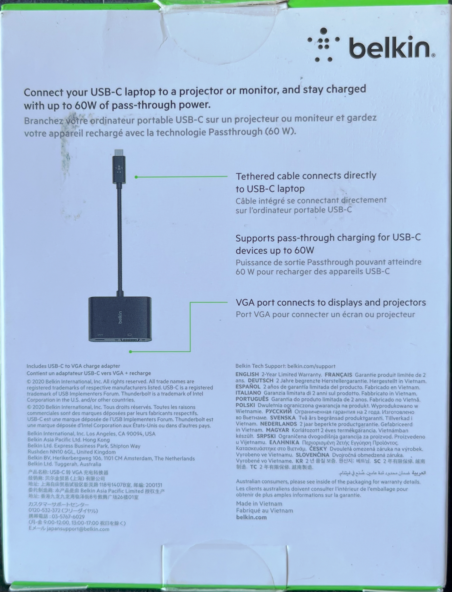 Belkin Adaptateur USB-C vers VGA (AVC001btBK)
