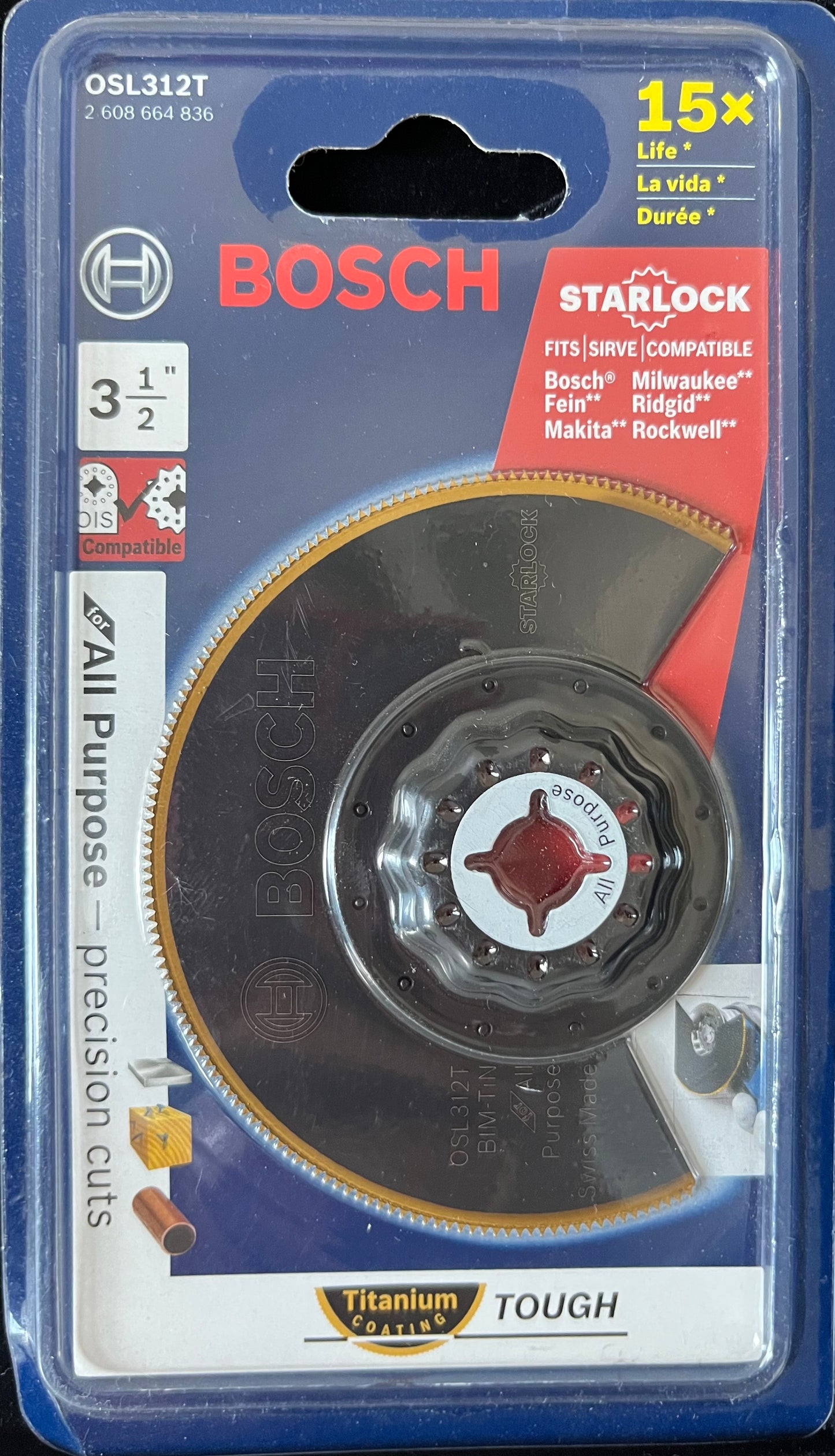 BOSCH Lame oscillante Titanium Sherlock 3-1/2" (OSL312T)