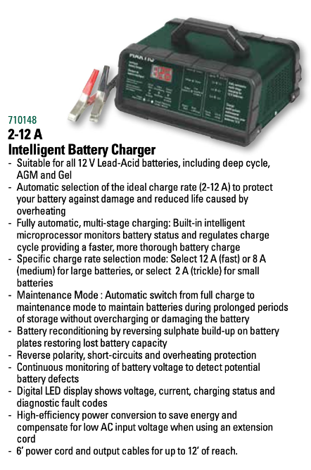 MAKTIG Chargeur de batterie intelligent 2-12A
