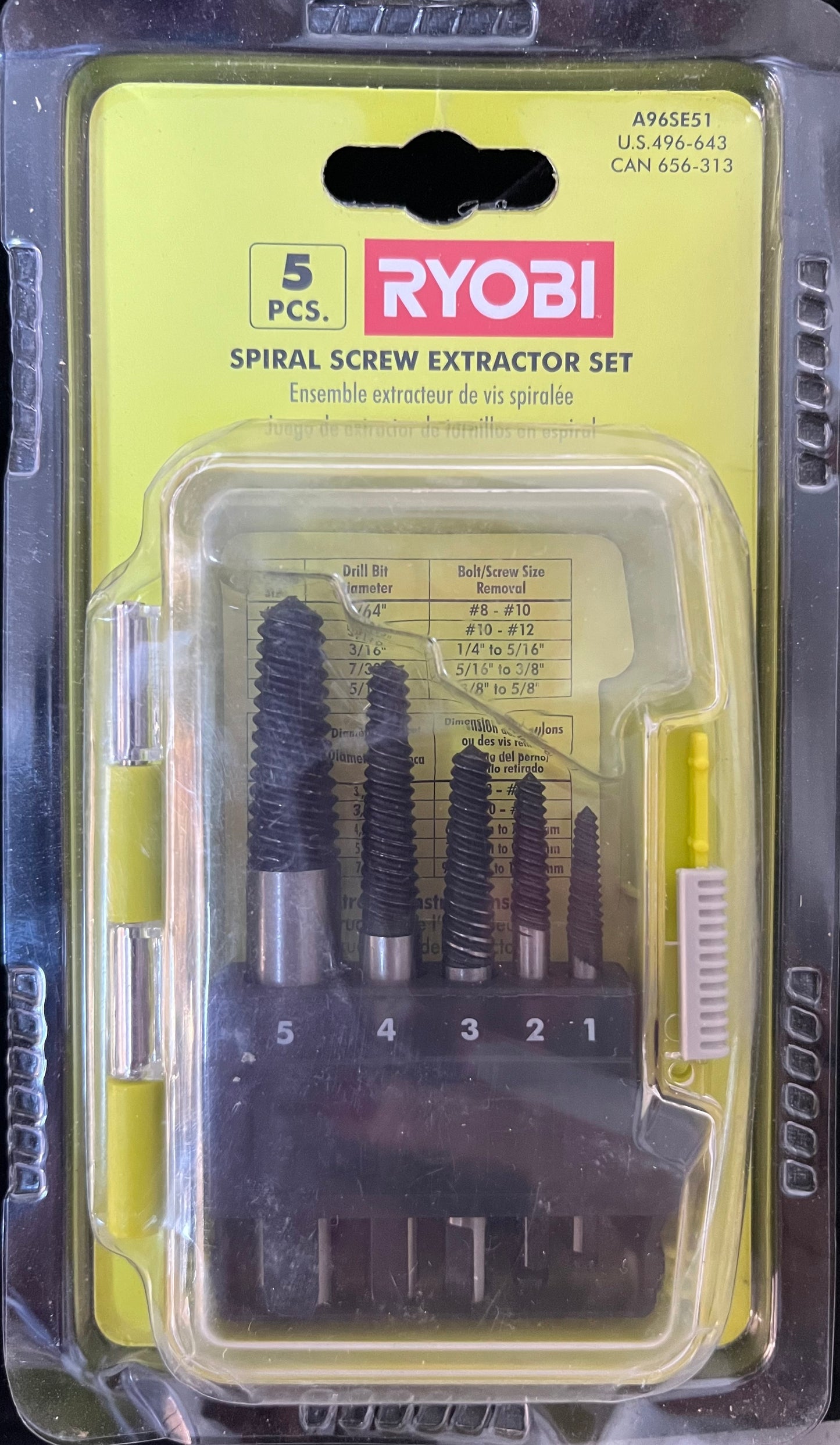 RYOBI Spiral Screw Extractor Set (A96SE51)