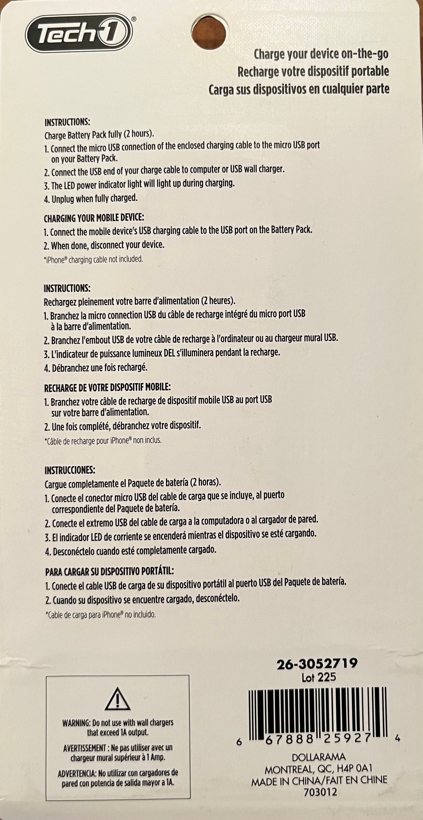 Tech1 Batterie portative