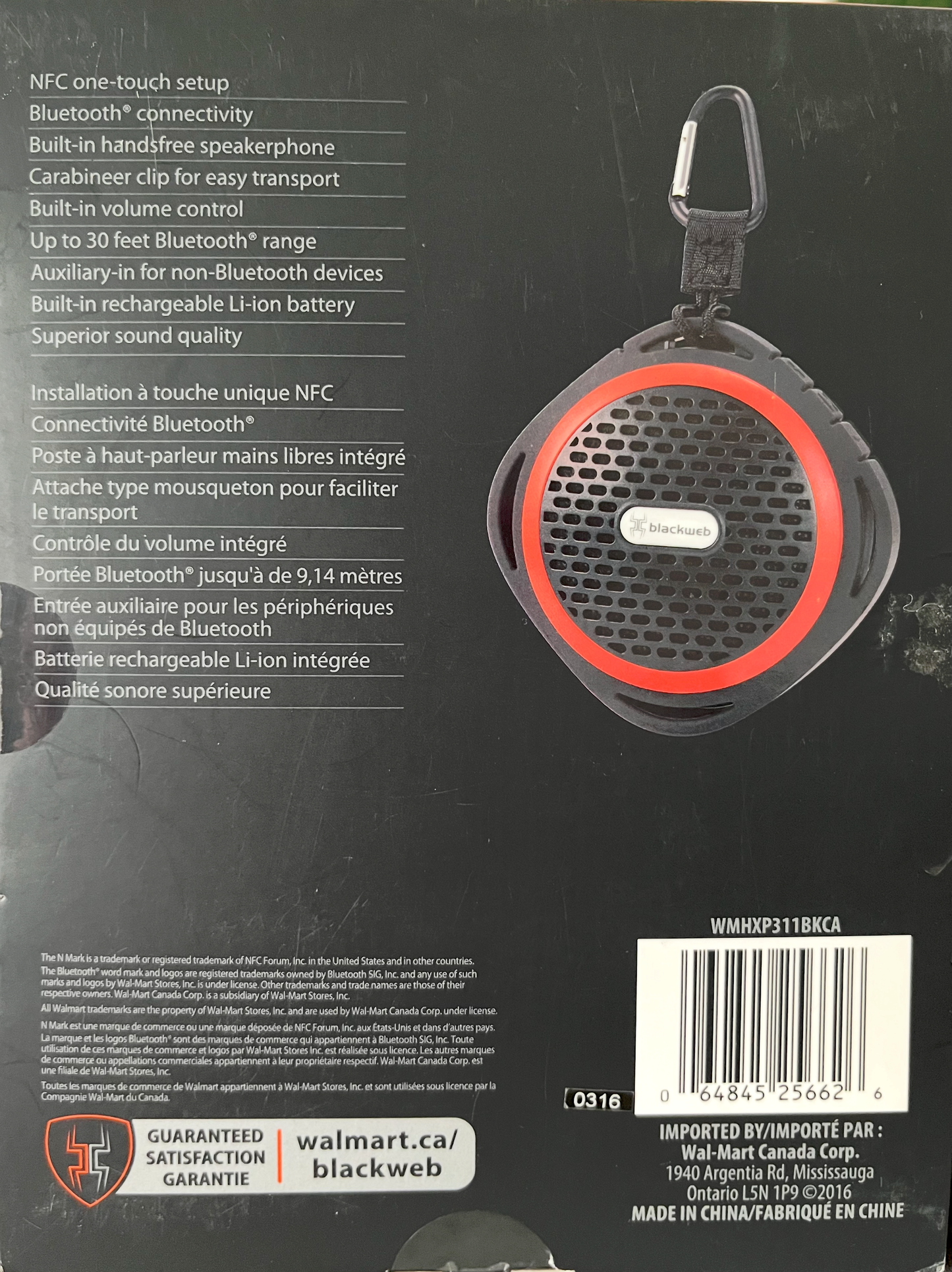 BlackWeb Haut-parleur Bluetooth (WMHXP311BKCA)