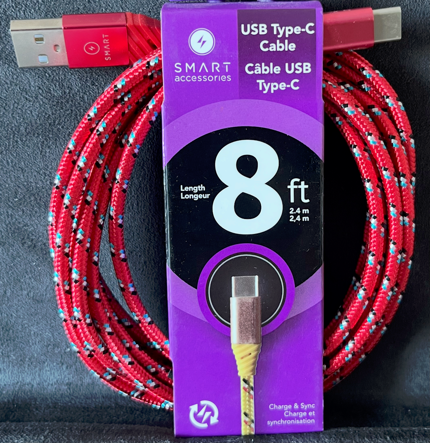 SMART Câble charge 8' USB USB-C (Rouge)