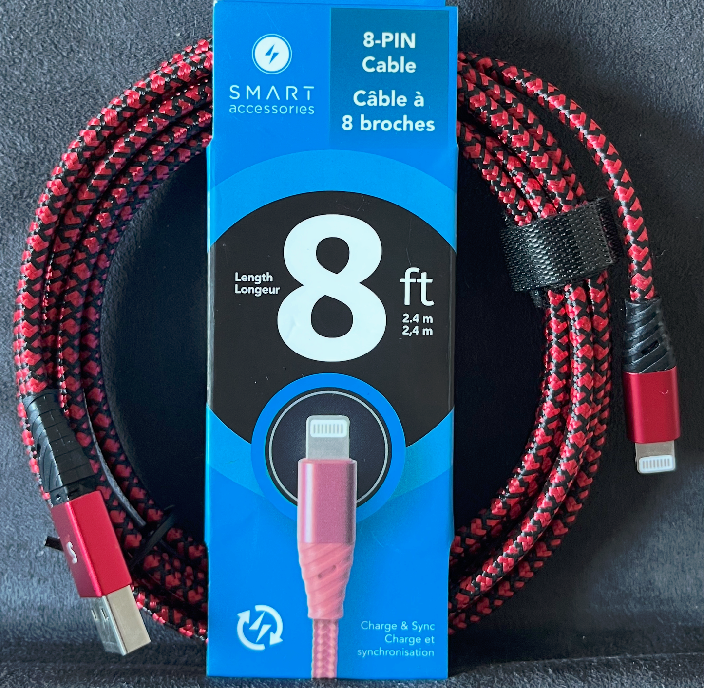 SMART Câble charge 8' USB Lightning (Rouge)