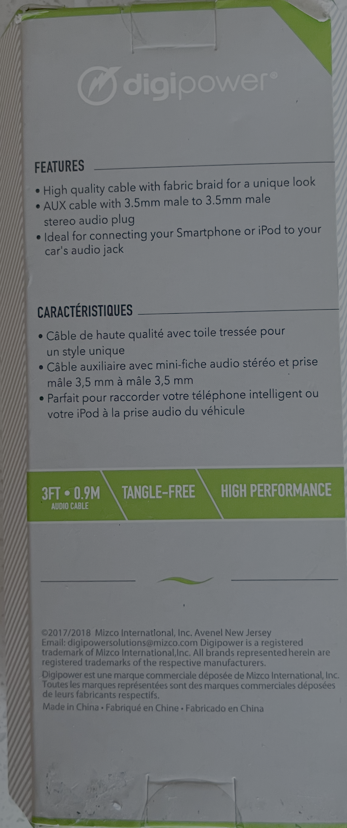 Digipower Câble Audio Stéréo Jack (SP-AXF)
