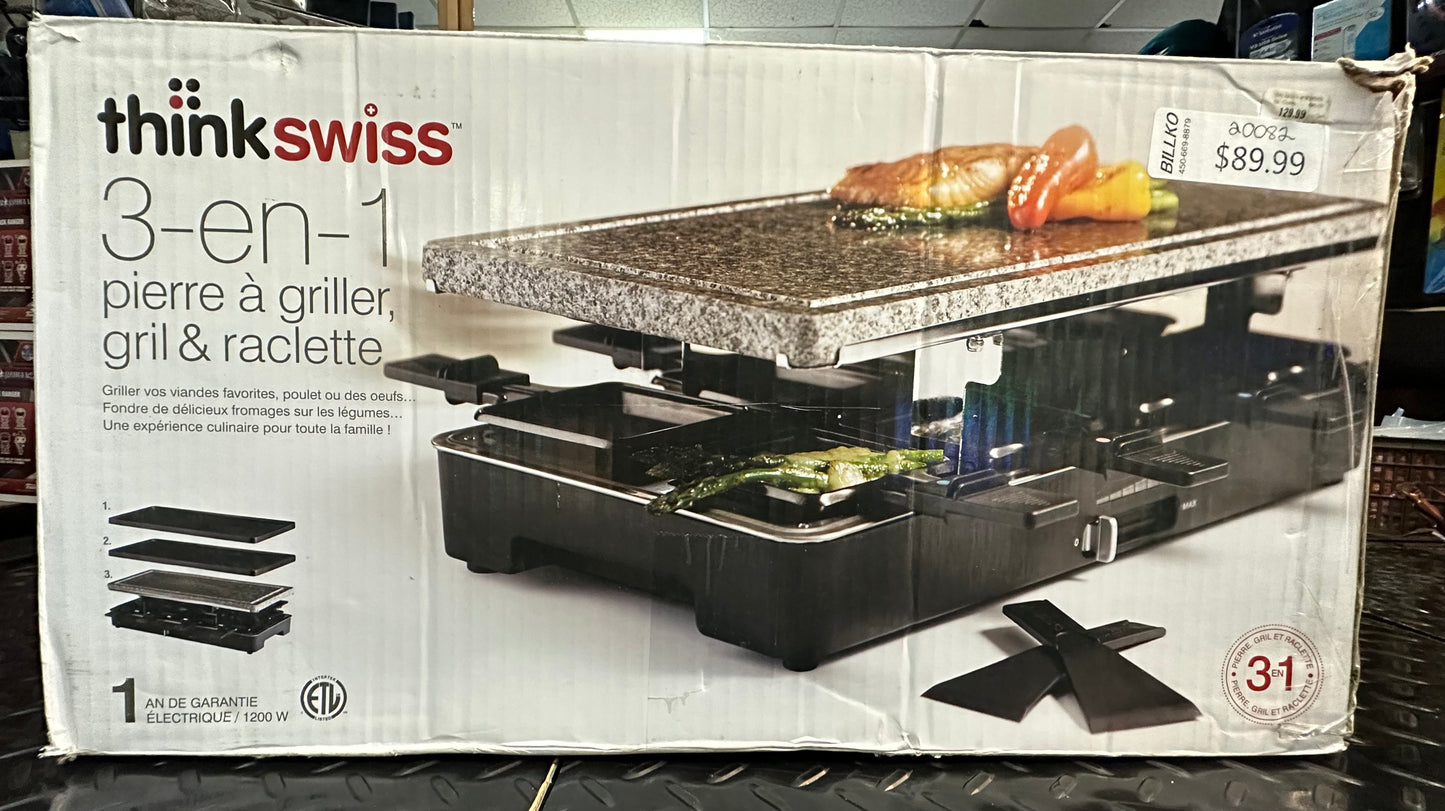 thinkswiss 3-en-1 Ensemble grille et raclette